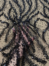Dantela Couture Neagra cu Perle, Margele si Paiete